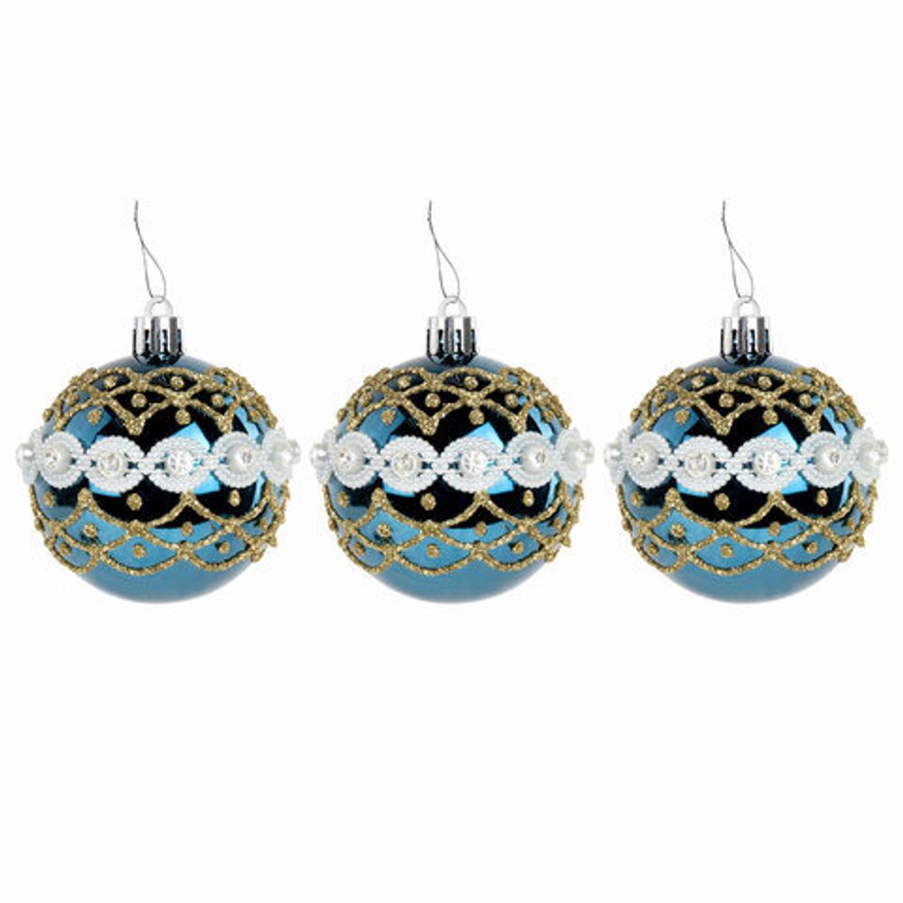 Шары ёлочные 12 шт., 6 см, "Frost Forest", пластик, бирюзовый/золото, ЗОЛОТАЯ СКАЗКА, 592176