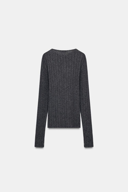 ZARA МЯГКАЯ ФУТБОЛКА В РУБЧИК, СЕРЫЙ МЕЛАНЖ