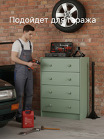 Комод 62х30х90, Раст с 4 ящиками для одежды, в прихожую, для игрушек, деревянный, массив сосны, зеленый эвкалипт, IKEA