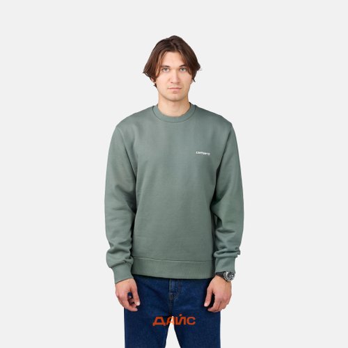 Толстовка мужская Carhartt WIP Script Embroidery Sweatshirt артикул:I033657_park - купить в магазине Дайс