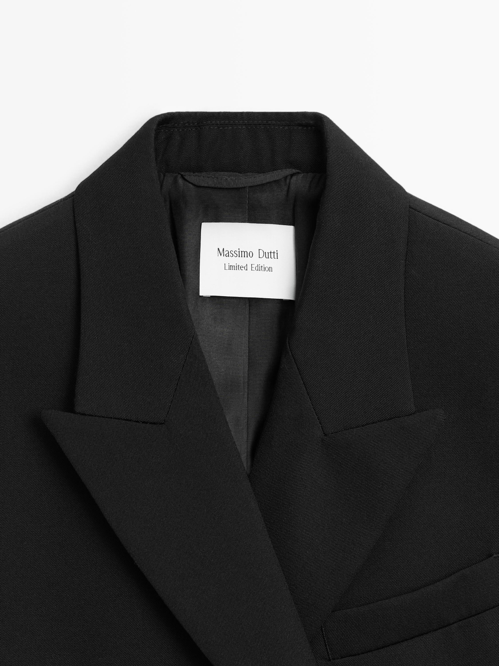 Massimo Dutti Блейзер с заостренными лацканами из 100% шерсти - Limited Edition, черный