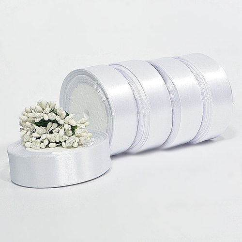 Лента атласная 2,5см х 22м "белый" (01-1) 1 шт