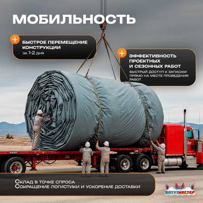 Ангар надувной складской «Ресурс 2» 40х20х15 м — из ПВХ, быстровозводимый