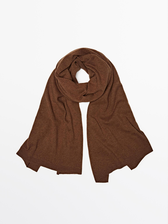 Massimo Dutti Шарф из тонкой смесовой шерсти, коричневый