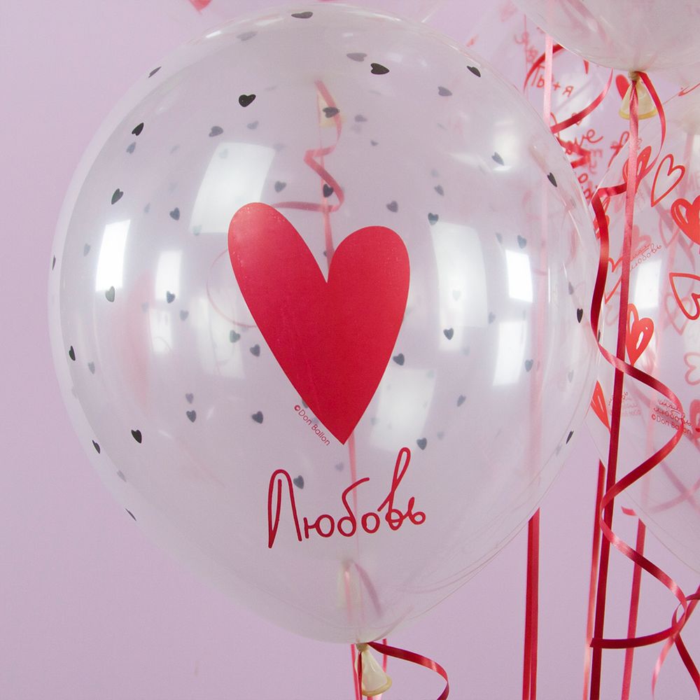 Воздушный шар (12''/30 см) Про любовь..., Прозрачный (600), кристалл, 5 ст, 25 шт.