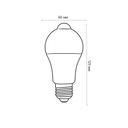 LED-A60-12W-4000K-E27-PS+MS PLS10WH Лампа светодиодная с датчиком освещенности и датчиком движения. Форма A. матовая. Белый свет 4000K. Картон. ТМ Uniel