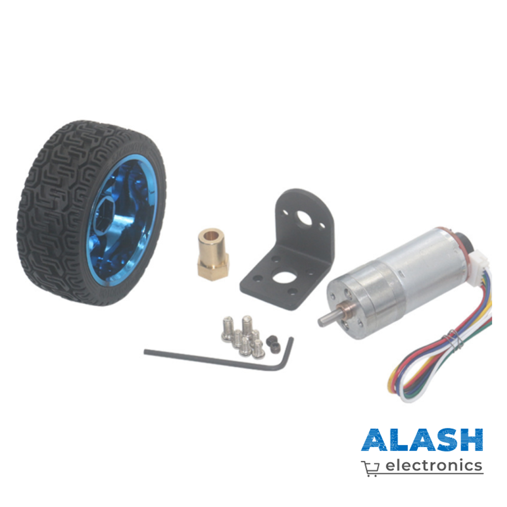 Smart Little Car — редукторный мотор-колесо JGA25-370 с энкодером и муфтой