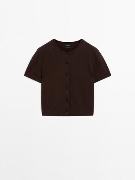 Massimo Dutti Кардиган с пуговицами, шоколадный