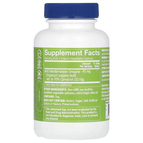 The Vitamin Shoppe, Суперсильное масло орегано, 120 жидких растительных капсул (45 мг в каждой капсуле)