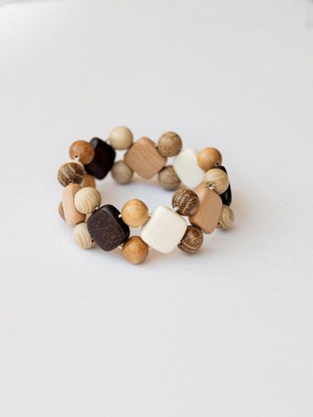 Деревянный браслет "Камушки" двухрядный