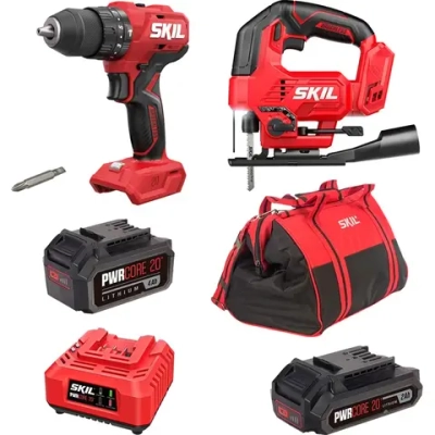 SKIL HD6280 аккумуляторная ударная дрель-шуруповерт с аккумуляторной лобзиковой пилой SKIL JS8290, ЗУ SC0060 (60W), АКБ BY5197 (2 Ач), АКБ BY5196 (4 Ач) и сумкой в комплекте 9-1-038