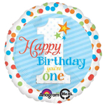 Шар Фольгированный 1 годик Горошек разноцветн (Голубой)