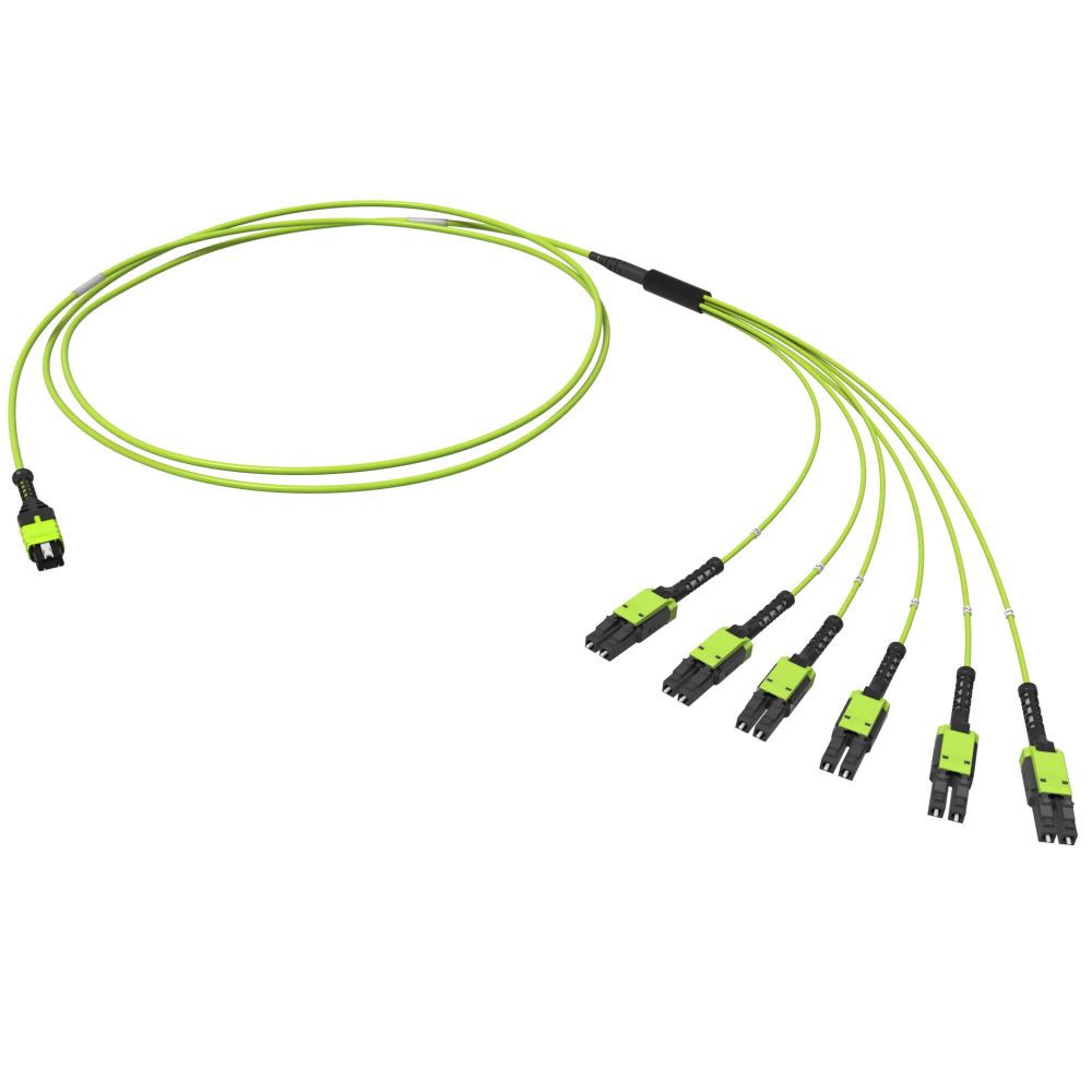 Оптическая разветвительная сборка 12ОВ 50/125 OM5, 1xMTP PRO(12)/6хLC Duplex Uniboot, 1м (предустановленная конфигурация: MTP Male, тип полярности - прямая (Tx--&gt;Rx)