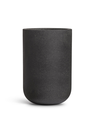 Кашпо TREEZ ERGO - Hard Rock - Высокий округлый цилиндр - Чёрный песок