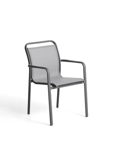 Уличный стул Luri из графитового алюминия и серого текстиля