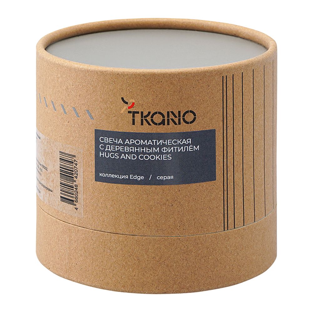 Свеча ароматическая с деревянным фитилём Hugs and Cookies из коллекции Edge, серый, 60 ч