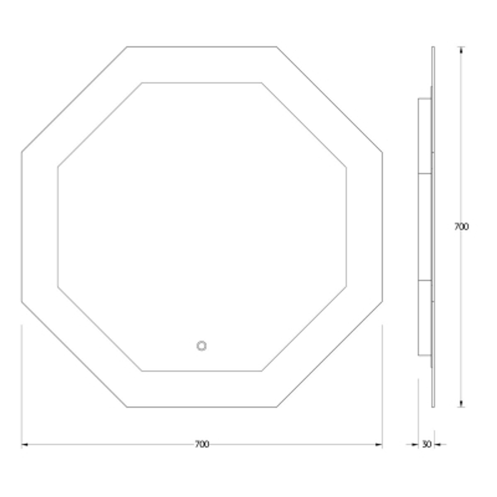 Зеркало Evoform с LED-подсветкой 22,5 W 70х70 см Сенсорный выключатель Нейтральный белый свет