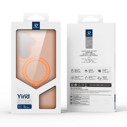 Матовый чехол оранжевый с MagSafe для Samsung Galaxy S26+ Плюс, серия Yind Series Case от Dux Ducis (версия с магнитной откидной подставкой)