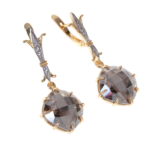 "Августа" серьги в золотом покрытии из коллекции "Милан" от Jenavi с английским замком