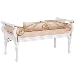 Банкетка Флоренция Премиум Белый Каледония Даймонд Айвори Амбер