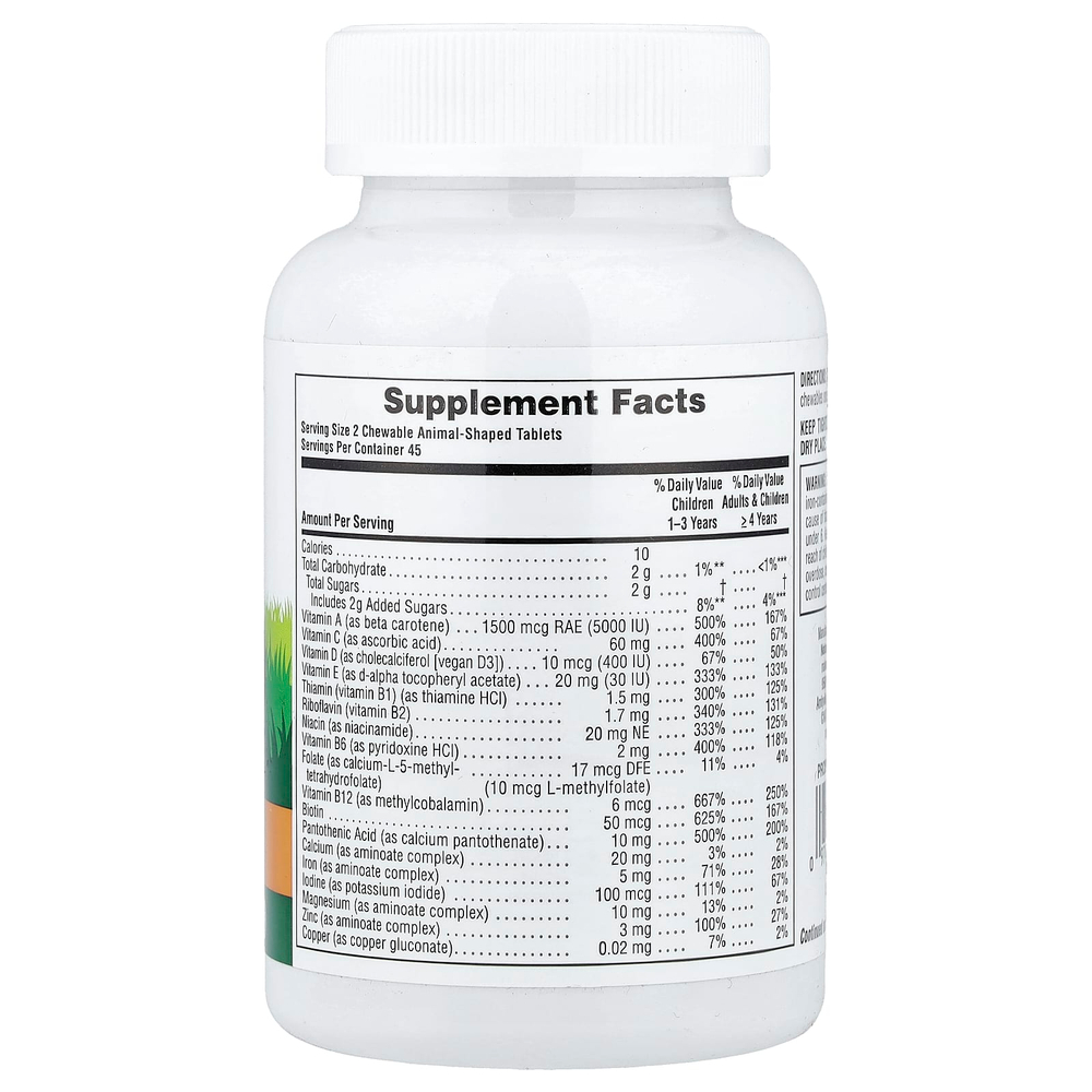 NaturesPlus, Animal Parade®, жевательные мультивитамины для детей, со вкусом апельсина, 90 таблеток в форме животных