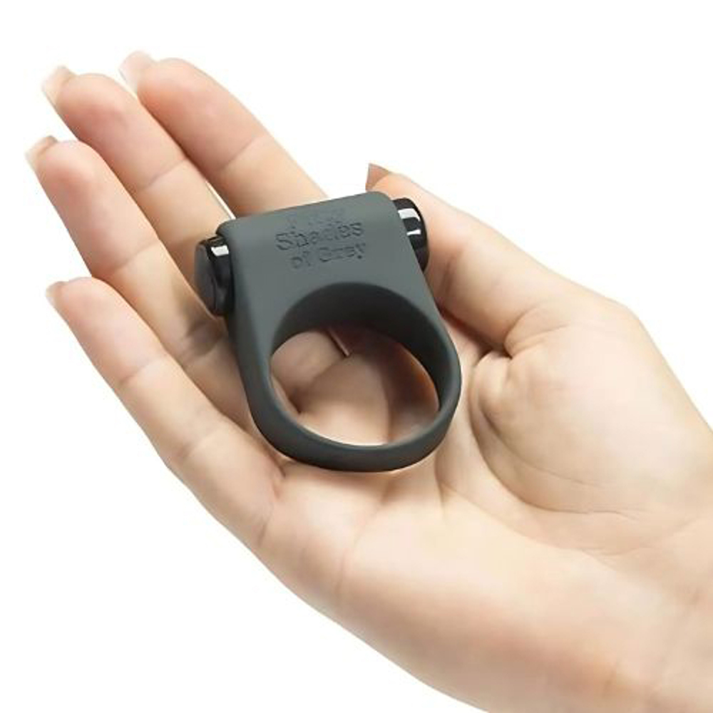 Черное эрекционное кольцо 3,8см Fifty Shades of Grey Feel It Baby Vibrating Cock Ring