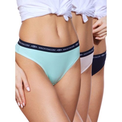Женские трусы комплект из 3 штук (голубые/розовые/синие) Sergio Dallini SD7015-2