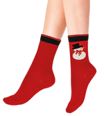 Новогодние хлопковые носки со снеговиком (Размер: S-M-L) (Цвет: красный)