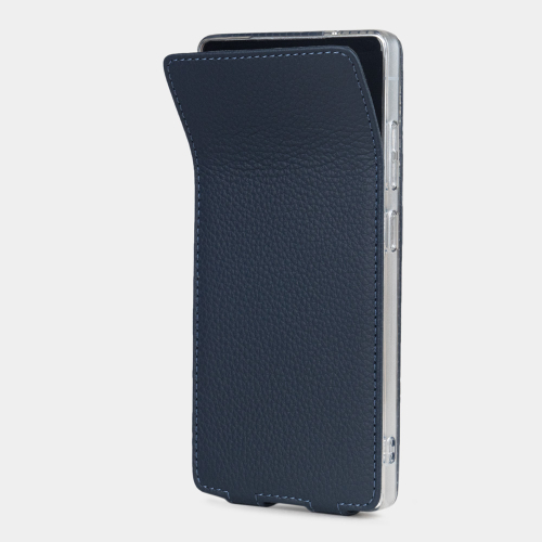 Чехол для Samsung Galaxy S25 Ultra из кожи теленка, синего цвета