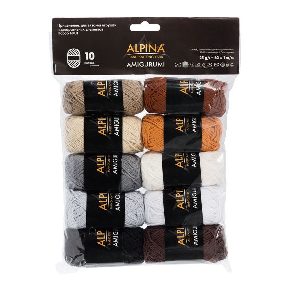 Пряжа Alpina Amigurumi / уп.10 мот. по 25 г, 62 м, Set 01