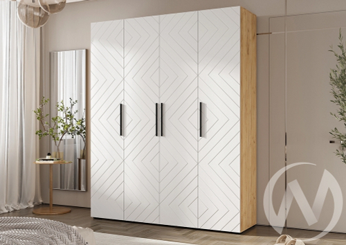 Шкаф 4-х ств (1800) Спальня Флэш (дуб крафт/браш вайт)