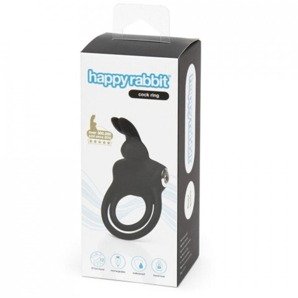 Вибронасадка с кольцом Happy Rabbit Cock Ring черная