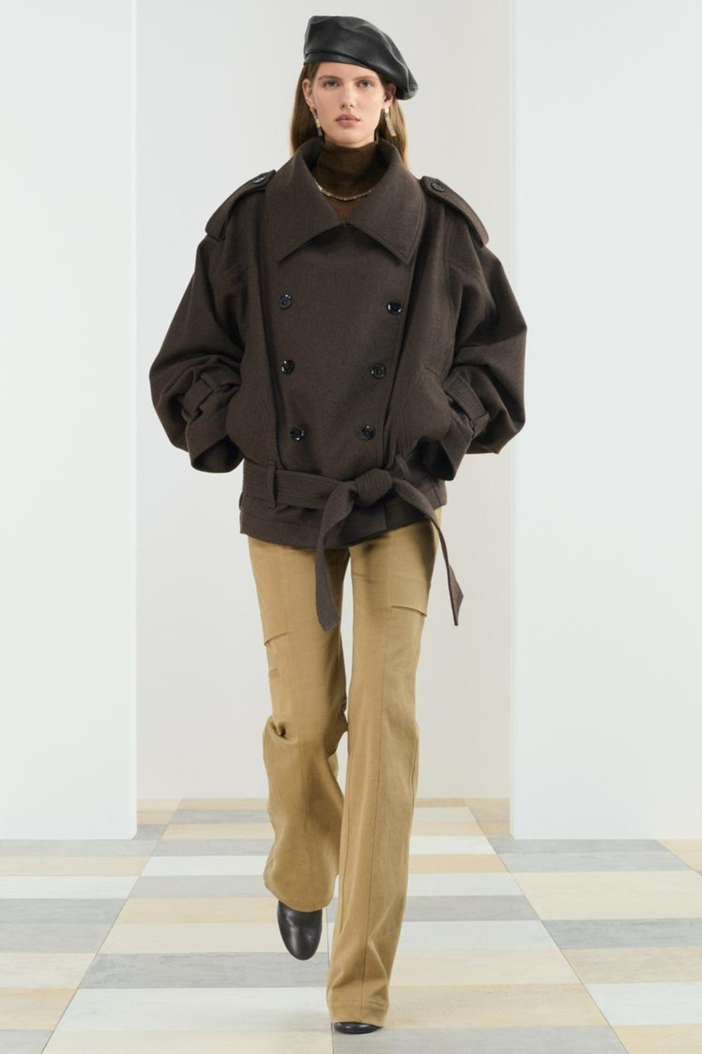 ZARA БРЮКИ СО СРЕДНЕЙ ПОСАДКОЙ, ЖЕЛТОВАТО-КОРИЧНЕВЫЙ