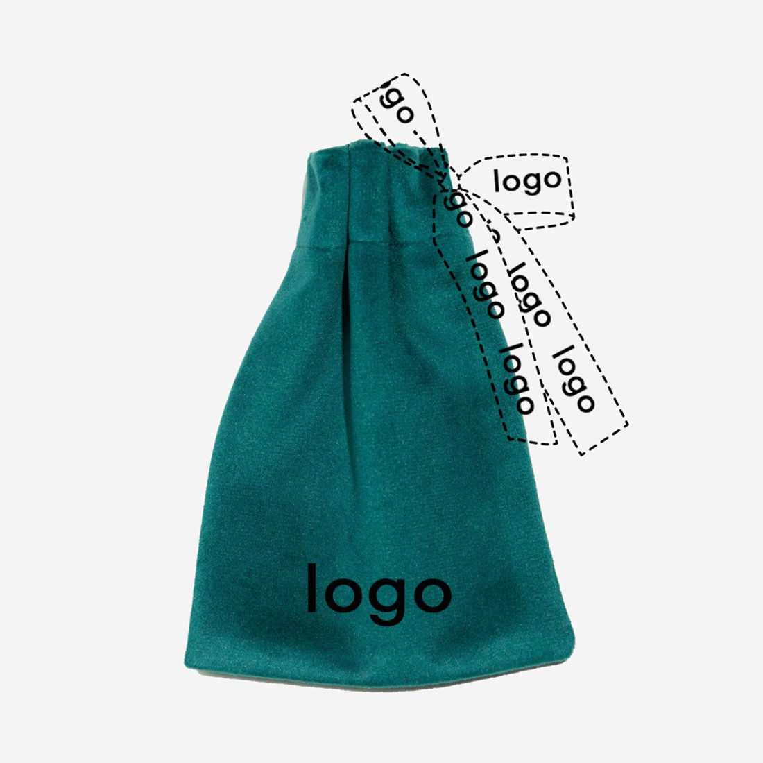 Мешочек из велюра, брендирование на мешочке и ленте