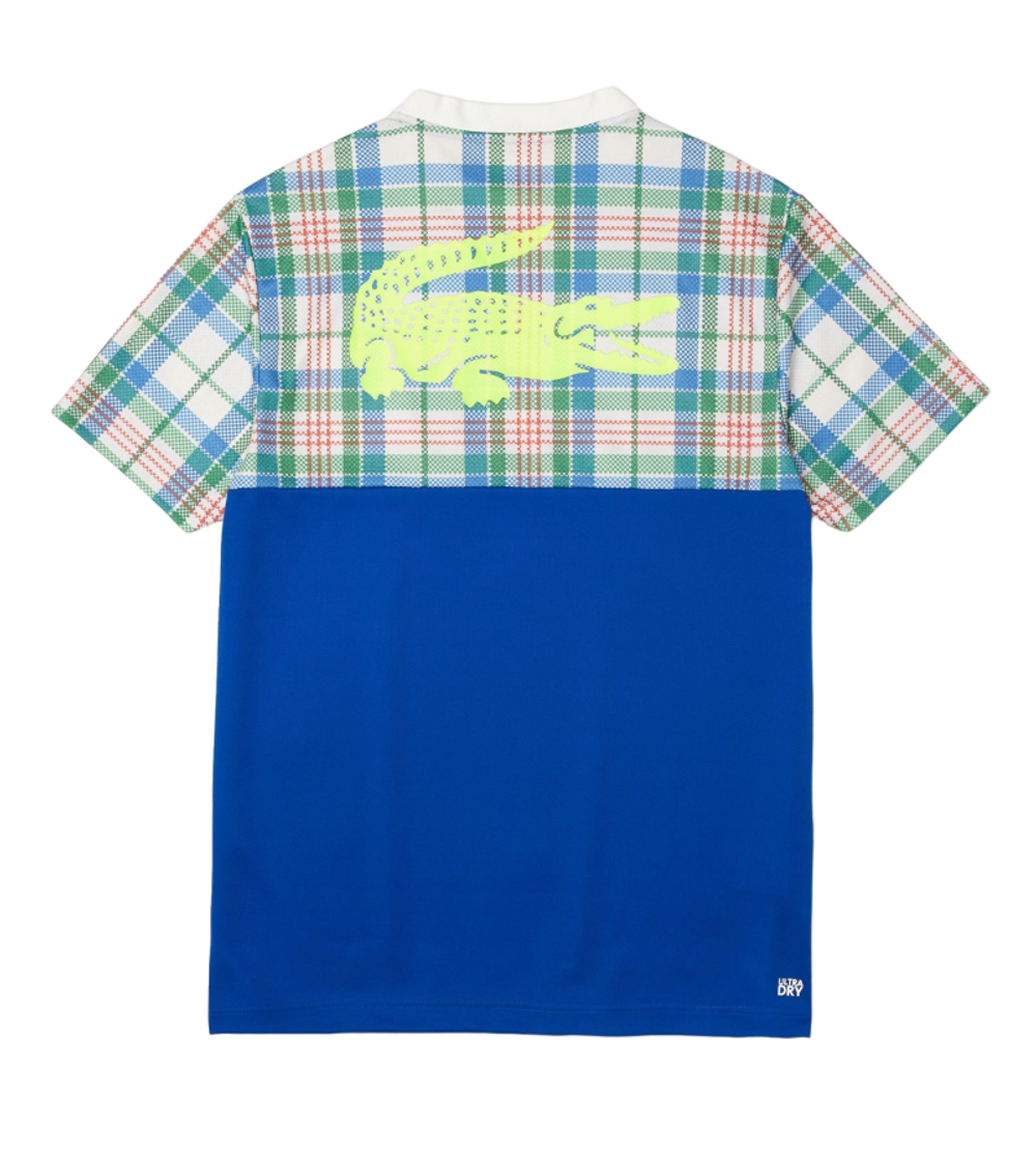 Мужская теннисная футболка Lacoste Tennis Regular Fit Check Print T-shirt - white/blue
