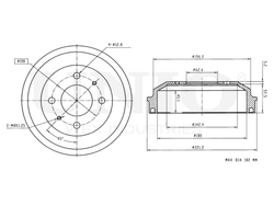 Барабан тормозной задний UNIO BRD-10002