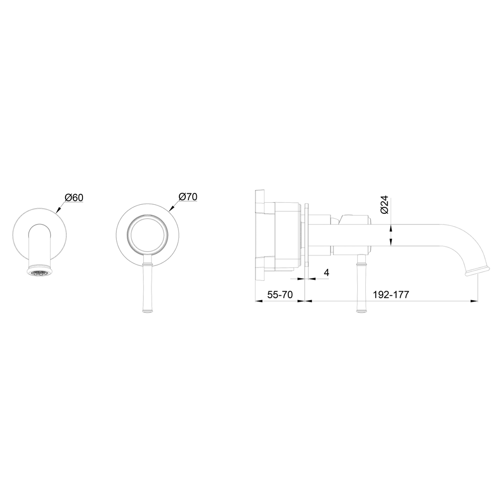 Смеситель для раковины встраиваемый WONZON & WOGHAND TOR, Темный графит (WW-88869073-BGM)