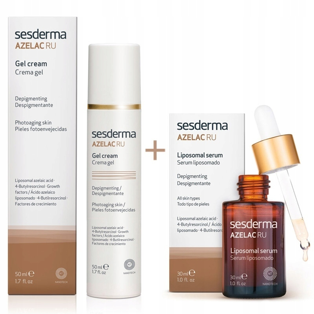 Sesderma Подарочный набор AZELAC RU "Красота без пигментации": Липосомальная сыворотка, 30 мл + Крем-гель депигментирующий, 50 мл