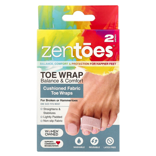 ZenToes, Toe Wrap Balance & Comfort, мягкие тканевые бинты, 2 шт. В упаковке