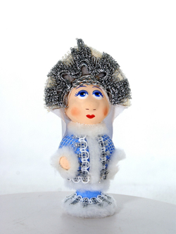 Кукла потешка Снегурочка. Игрушка фарфоровая ручной работы. Новогодний подарок