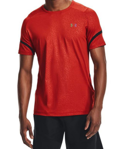 Мужская теннисная футболка Under Armour Men's UA RUSH HeatGear 2.0 Emboss Short Sleeve - radiant red/black