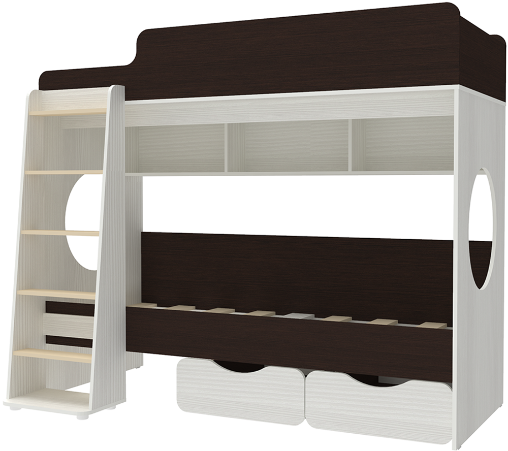 Двухъярусная кровать КарИВи Легенда 7.1 Белое Дерево Венге