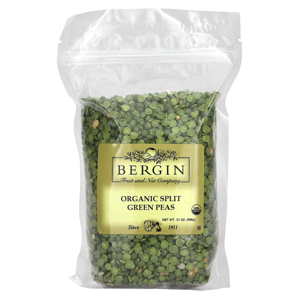 Bergin Fruit and Nut Company, Органический колотый зеленый горошек, 596 г (21 унция)