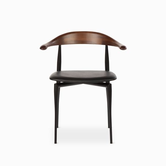 Обеденный стул Olten стальной каркас, сиденье черная экокожа, деревянная спинка