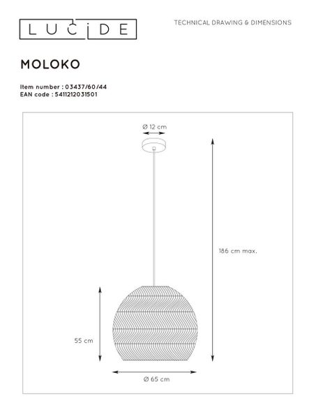Подвесной светильник Lucide Moloko 03437/60/44