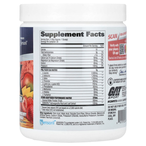 GAT, Flexx EAA + Hydration, клубника и манго, 354,9 г (12,5 унции)