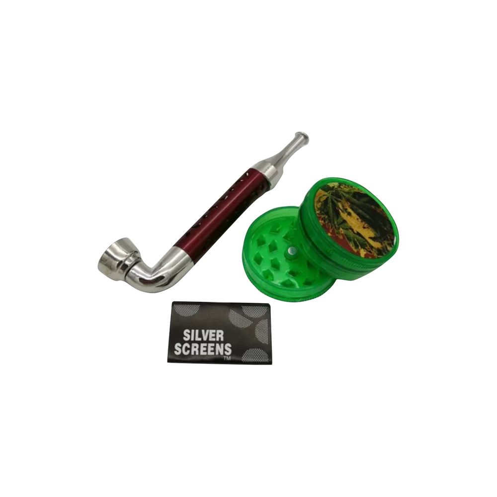 Трубка метал. + Гриндер + сеточки 11см