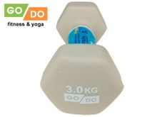 Гантель GO DO в виниловой матовой неопреновой оболочке. Вес 3 кг.  (Белый)
