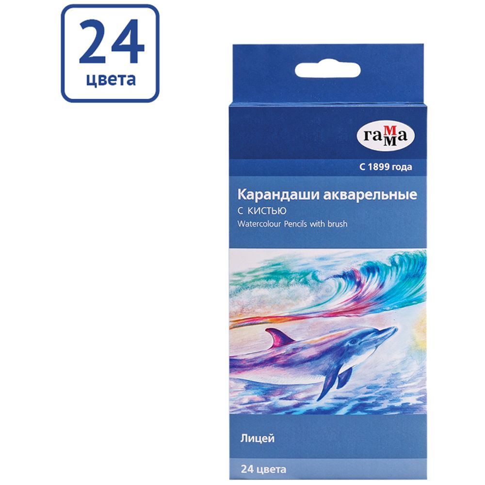 Карандаши акварельные 24 цв. Гамма Лицей + кисть