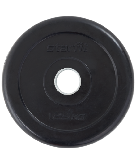 Диск обрезиненный BB-202 d=26 мм, стальная втулка, черный, 1,25 кг